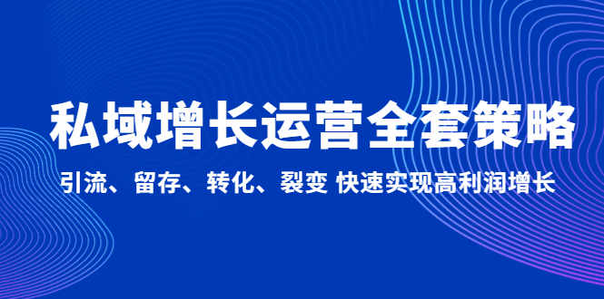 （4932期）私域增长运营全套策略：引流、留存、转化、裂变 快速实现高利润增长(全面解析私域增长运营策略从引流到高利润增长)