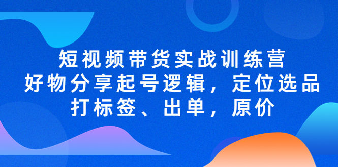 （5076期）短视频带货实战训练营，好物分享起号逻辑，定位选品打标签、出单，原价(短视频带货实战训练营掌握豆荚投放技巧，提升销售业绩)