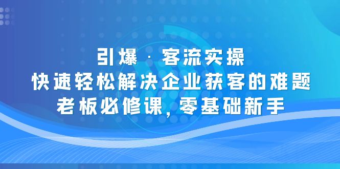 （5205期）引爆·客流实操：快速轻松解决企业获客的难题，老板必修课，零基础新手(《引爆·客流实操》课程助力企业轻松获客，老板必修课)