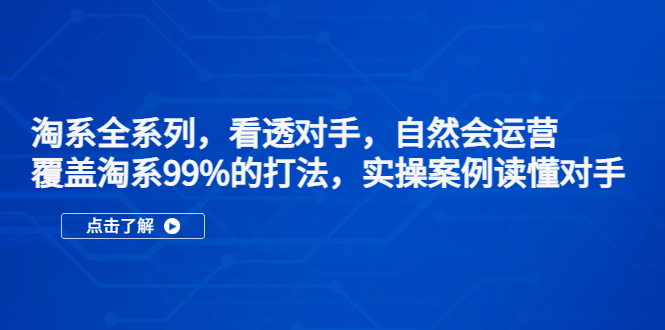 （5233期）淘系全系列，看透对手，自然会运营，覆盖淘系99%·打法，实操案例读懂对手(淘系全系列课程深度剖析对手，提升运营能力)