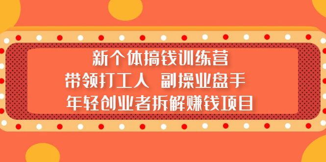 （5308期）新个体搞钱训练营：带领打工人 副操业盘手 年轻创业者拆解赚钱项目(带领打工人、副操业盘手、年轻创业者拆解赚钱项目，掌握新个体赚钱的秘诀！)