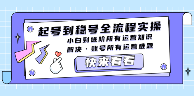 （5338期）起号到稳号全流程实操，小白到进阶所有运营知识，解决·账号所有运营难题(全面解析账号运营全流程从起号到稳号的实操技巧与策略)