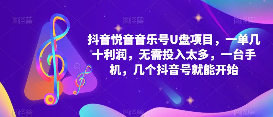 （5393期）抖音音乐号U盘项目 一单几十利润 无需投入太多 一台手机 几个抖音号就开始(抖音音乐号U盘项目轻松赚钱，无需大量投入)