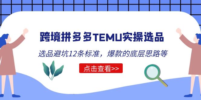 （5402期）跨境拼多多TEMU实操选品运营方法，选品避坑12条标准，爆款的底层思路等(跨境拼多多TEMU实操选品运营全攻略从入门到精通)