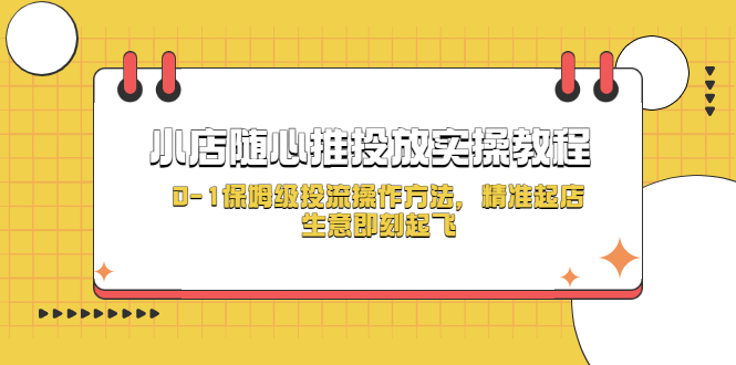 （5404期）小店随心推投放实操教程，0-1保姆级投流操作方法，精准起店，生意即刻起飞(全面掌握小店随心推投流技巧，助力生意飞跃发展)