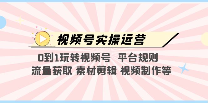 （5425期）视频号实操运营，0到1玩转视频号  平台规则  流量获取 素材剪辑 视频制作等(全面解析视频号实操运营技巧与策略)