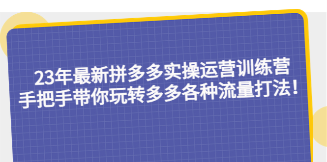 （5435期）23年最新拼多多实操运营训练营：手把手带你玩转多多各种流量打法！(拼多多实操运营训练营掌握各种流量打法与实用技巧)