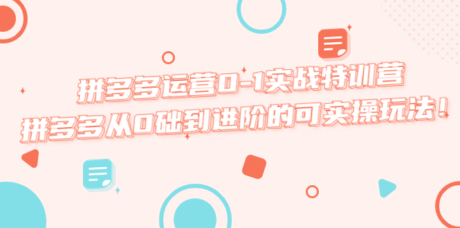 （5521期）拼多多运营0-1实战特训营，拼多多从0础到进阶的可实操玩法！(拼多多运营0-1实战特训营从基础到进阶的全面解析)