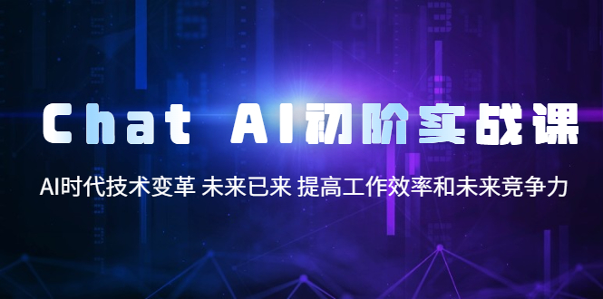 （5610期）Chat AI初阶实战课，AI时代技术变革 未来已来 提高工作效率和未来竞争力(“掌握ChatGPT，提升工作效率与未来竞争力”)