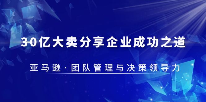 （5641期）30·亿大卖·分享企业·成功之道-亚马逊·团队管理与决策领导力(揭秘亚马逊团队管理与决策领导力的成功之道)