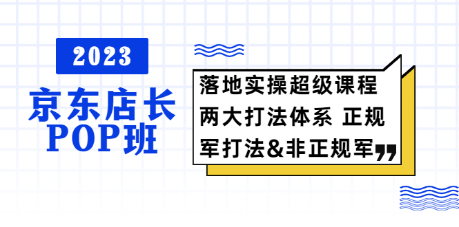 （5699期）2023京东店长·POP班 落地实操超级课程 两大打法体系 正规军&非正规军(“2023京东店长·POP班掌握核心运营策略与搜索优化技巧”)