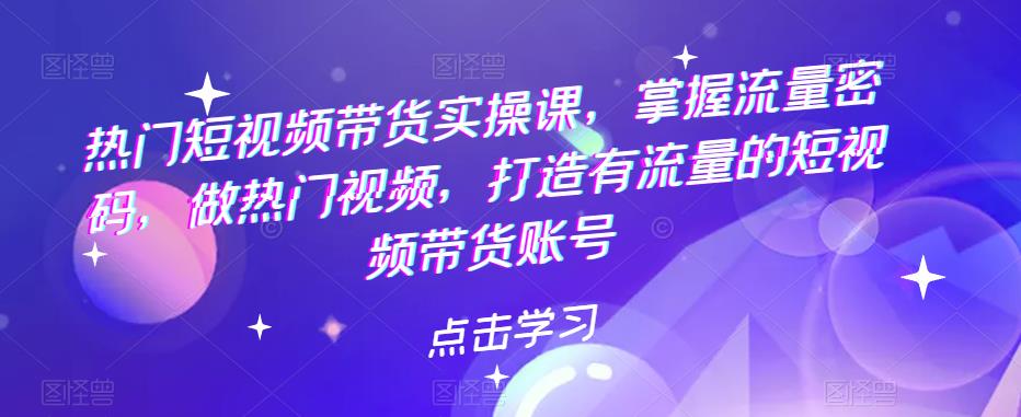 （5773期）热门短视频带货实战 掌握流量密码 做热门视频 打造有流量的短视频带货账号(“短视频带货实战指南从零开始打造有流量的短视频账号”)