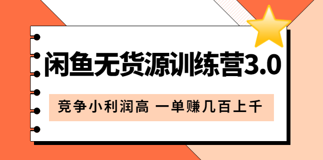 （5828期）闲鱼无货源训练营3.0：竞争小利润高 一单赚几百上千（教程+手册）第3次更新(掌握最新玩法和高效运营技巧，轻松在闲鱼上找到竞争小、利润高的蓝海产品)