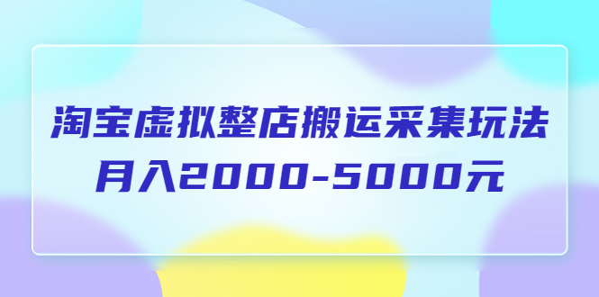 （5931期）淘宝虚拟整店搬运采集玩法分享课：月入2000-5000元（5节课）(淘宝虚拟整店搬运采集玩法分享课助您轻松实现月入2000-5000元)