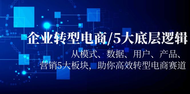 （5939期）企业转型电商/5大底层逻辑，从模式 数据 用户 产品 营销5大板块，高效转型(探索企业转型电商的五大底层逻辑从模式到营销的全面升级)