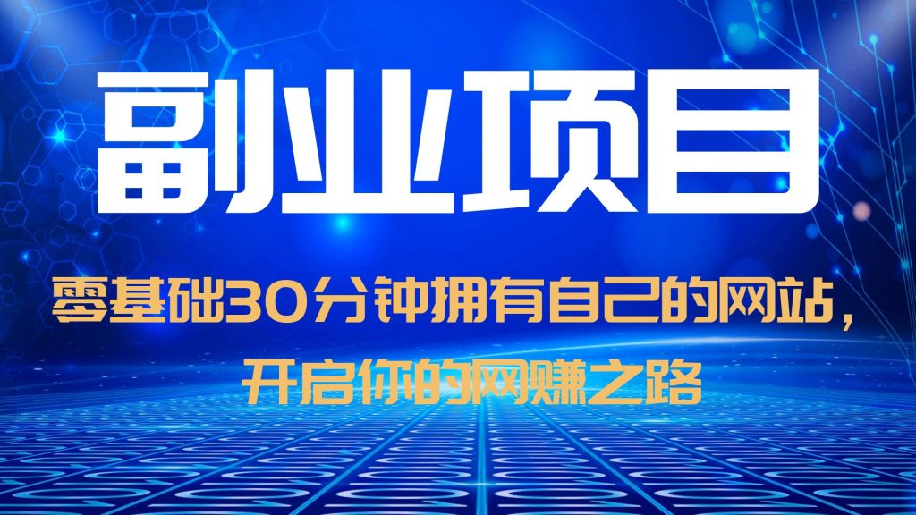 （6203期）零基础30分钟拥有自己的网站，日赚1000+，开启你的网赚之路（教程+源码）(零基础30分钟拥有自己的网站，掌握网赚秘诀)