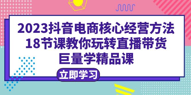 （6309期）2023抖音电商核心经营方法：18节课教你玩转直播带货，巨量学精品课(掌握抖音电商核心经营方法，助力直播带货成功)