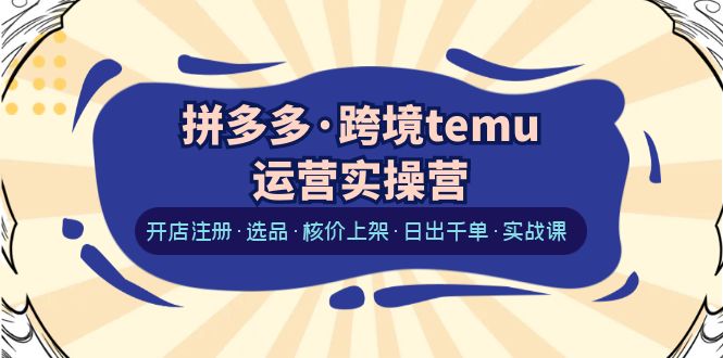 （6319期）拼多多·跨境temu运营实操营：开店注册·选品·核价上架·日出千单·实战课(拼多多跨境TEMU运营实操营全面解析开店、选品、核价上架及日常运营策略)