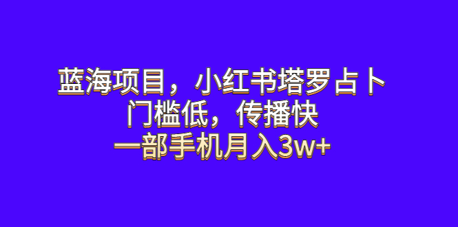 （6427期）蓝海项目，小红书塔罗占卜，门槛低，传播快，一部手机月入3w+(探索小红书塔罗占卜项目，轻松实现月入3w+)