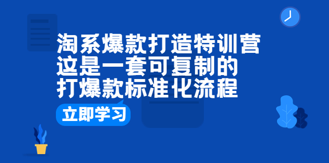 （6478期）淘系爆款打造特训营：这是一套可复制的打爆款标准化流程(淘系爆款打造特训营破解商家痛点，提升爆款成功率)