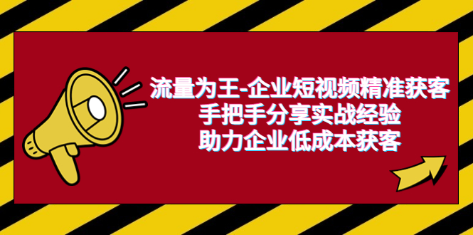 （6477期）流量为王-企业 短视频精准获客，手把手分享实战经验，助力企业低成本获客(“6477期）流量为王-企业 短视频精准获客实战指南团队建设、矩阵打造与多元方法应用”)