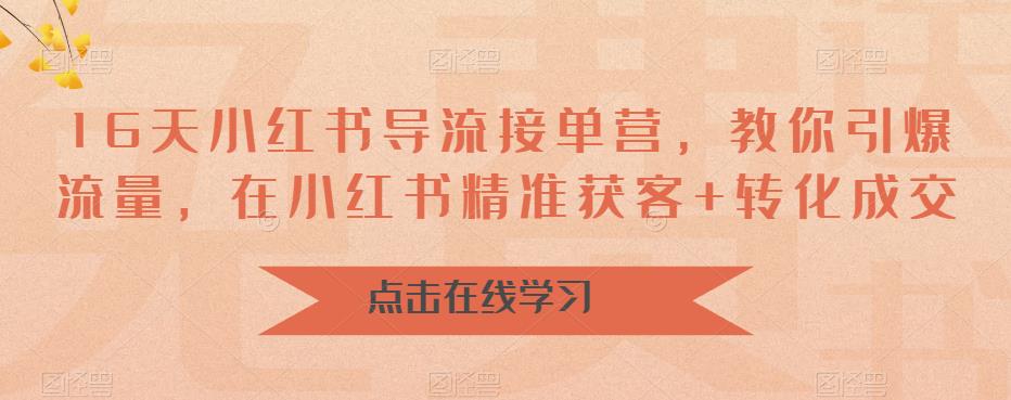 （6523期）16天-小红书 导流接单营，教你引爆流量，在小红书精准获客+转化成交(“全面解析小红书获客转化之道16天实战课程详解”)