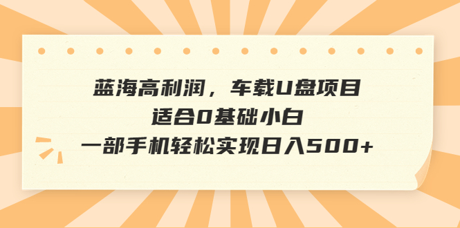 （6600期）蓝海高利润，车载U盘项目，适合0基础小白，一部手机轻松实现日入500+(《蓝海暴利项目车载音乐U盘，一部手机轻松实现日入500+》)