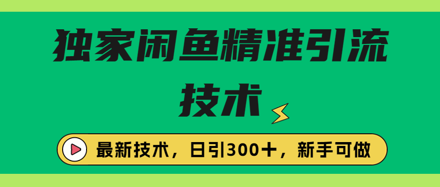 （6635期）独家闲鱼引流技术，日引300＋实战玩法(掌握闲鱼引流技巧，开启日引300＋实战之旅)