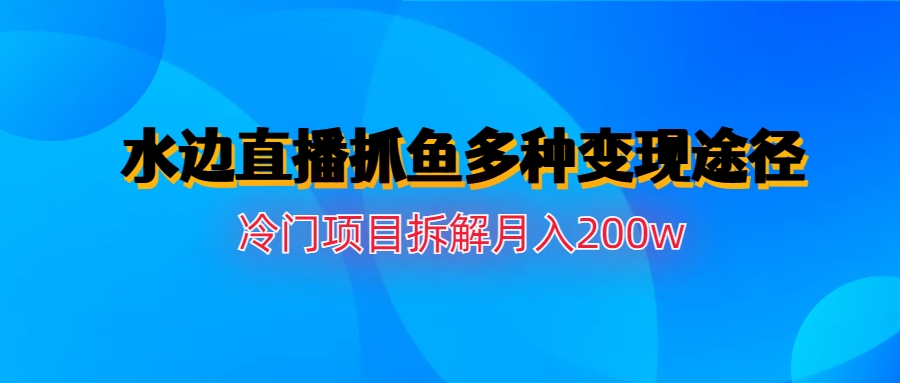 （6656期）水边直播抓鱼多种变现途径冷门项目月入200w拆解(深度解析“水边直播抓鱼”项目及其多元化变现策略)