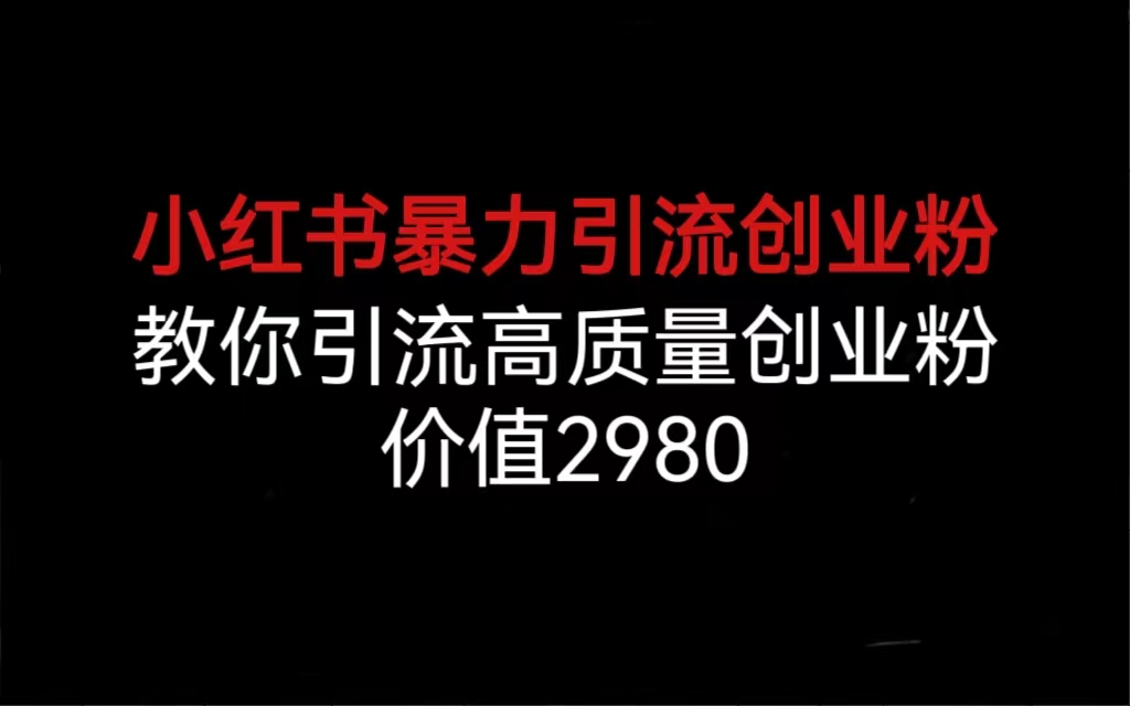 （6779期）小红书暴力引流创业粉，教你引流高质量创业粉，价值2980(小红书暴力引流创业粉五大课程助你高效获取高质量创业粉)