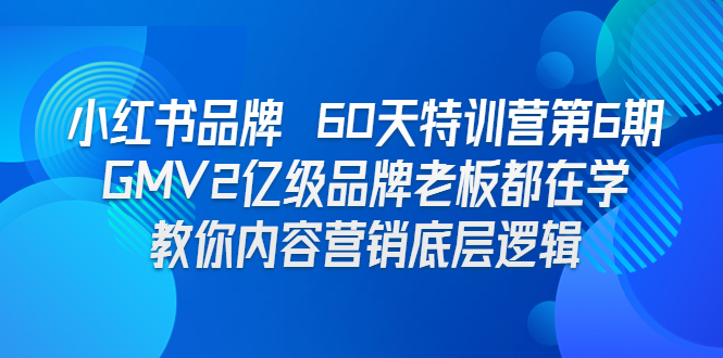 （6798期）小红书品牌 60天特训营第6期 GMV2亿级品牌老板都在学 教你内容营销底层逻辑(小红书品牌60天特训营第6期全面掌握内容营销底层逻辑)