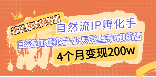 （6924期）某社群收费培训：自然流IP 孵化手-14天线上实操训练营 4个月变现200w(掌握短视频变现秘诀，4个月轻松实现200万收入！)