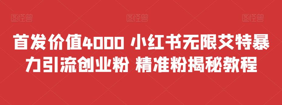 （6982期）首发价值4000 小红书无限艾特暴力引流创业粉 精准粉揭秘教程(小红书无限艾特暴力引流创业粉精准粉揭秘教程高效引流的秘密武器)