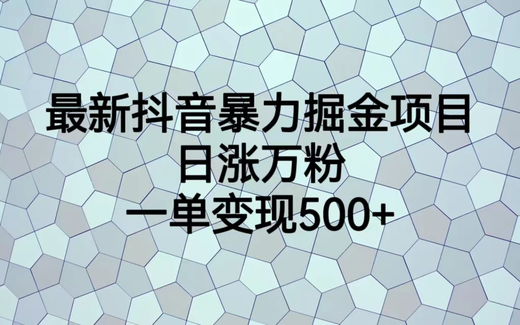 （7100期）最火热的抖音暴力掘金项目，日涨万粉，多种变现方式，一单变现可达500+(探索抖音暴力掘金项目日涨万粉与多种变现方式)