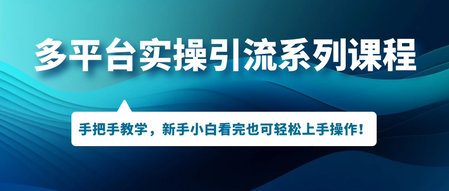 （7170期）多平台实操引流系列课程，手把手教学，新手小白看完也可轻松上手引流操作！(手把手教学，新手小白也能轻松掌握多平台引流技巧！)