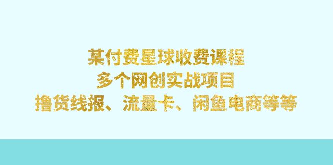 （7199期）某付费星球课程：多个网创实战项目，撸货线报、流量卡、闲鱼电商等等(某付费星球课程7199期网创实战项目升级与优化)