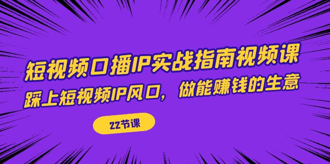 （7202期）短视频口播IP实战指南视频课，踩上短视频IP风口，做能赚钱的生意（22节课）(掌握短视频IP风口，打造高效赚钱的短视频生意)