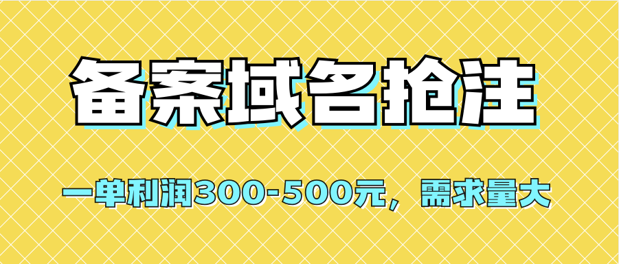 （7277期）【全网首发】备案域名抢注，一单利润300-500元，需求量大(全网首发备案域名抢注，低成本高利润的创业机会)