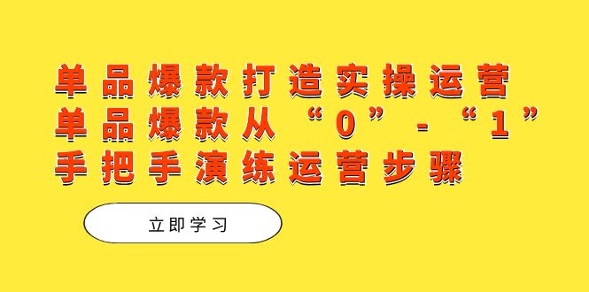 （7488期）单品爆款打造实操运营，单品爆款从“0”-“1”手把手演练运营步骤(从“0”到“1”手把手教你打造单品爆款)