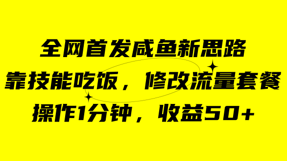 （7508期）咸鱼冷门新玩法，靠“技能吃饭”，修改流量套餐，操作1分钟，收益50+(利用信息差，轻松赚取50+收益的新方法)