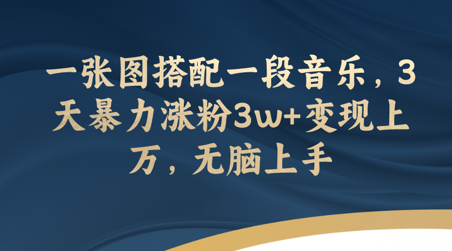 （7674期）一张图搭配一段音乐，3天暴力涨粉3w+变现上万，无脑上手(最新最快涨粉文案号的运作策略及变现方法)