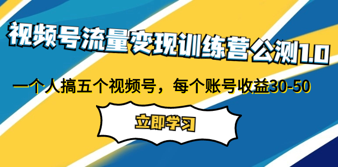 （7719期）视频号流量变现训练营公测1.0：一个人搞五个视频号，每个账号收益30-50