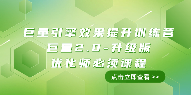 （7887期）巨量引擎·效果提升训练营：巨量2.0-升级版，优化师必须课程（111节课）(探索巨量引擎2.0升级版，提升广告投放效果)