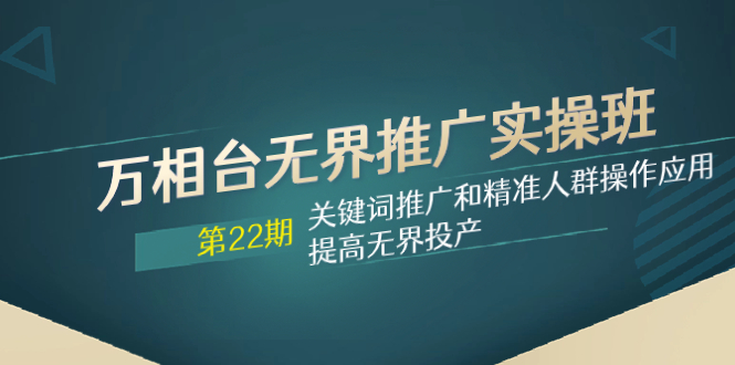 （7987期）万相台无界推广实操班【22期】关键词推广和精准人群操作应用，提高无界投产(深入解析万相台无界推广实操班【22期】关键词推广与精准人群操作技巧提升无界投产)