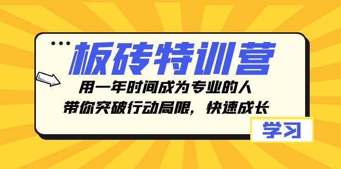 （8048期）板砖特训营，用一年时间成为专业的人，带你突破行动局限，快速成长(“板砖特训营”一年时间从新手到专家的成长之路)