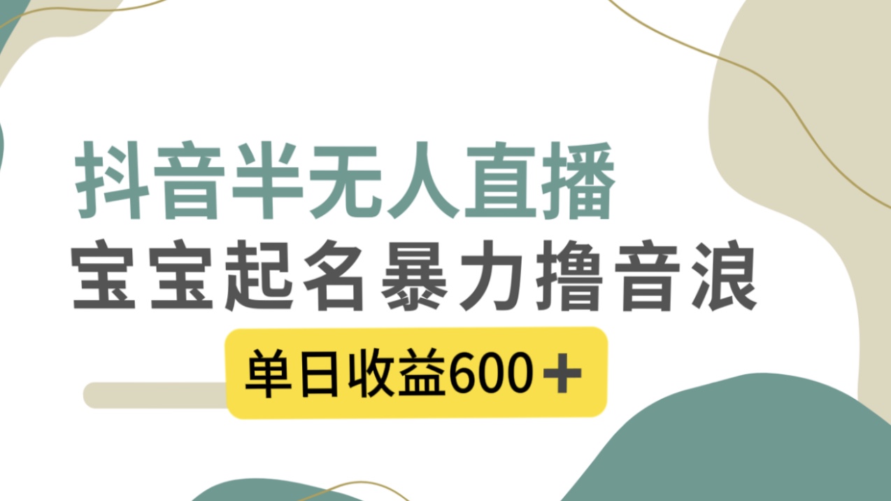 （8192期）抖音半无人直播，宝宝起名，暴力撸音浪，单日收益600+(探索抖音半无人直播新途径宝宝起名与暴力撸音浪)