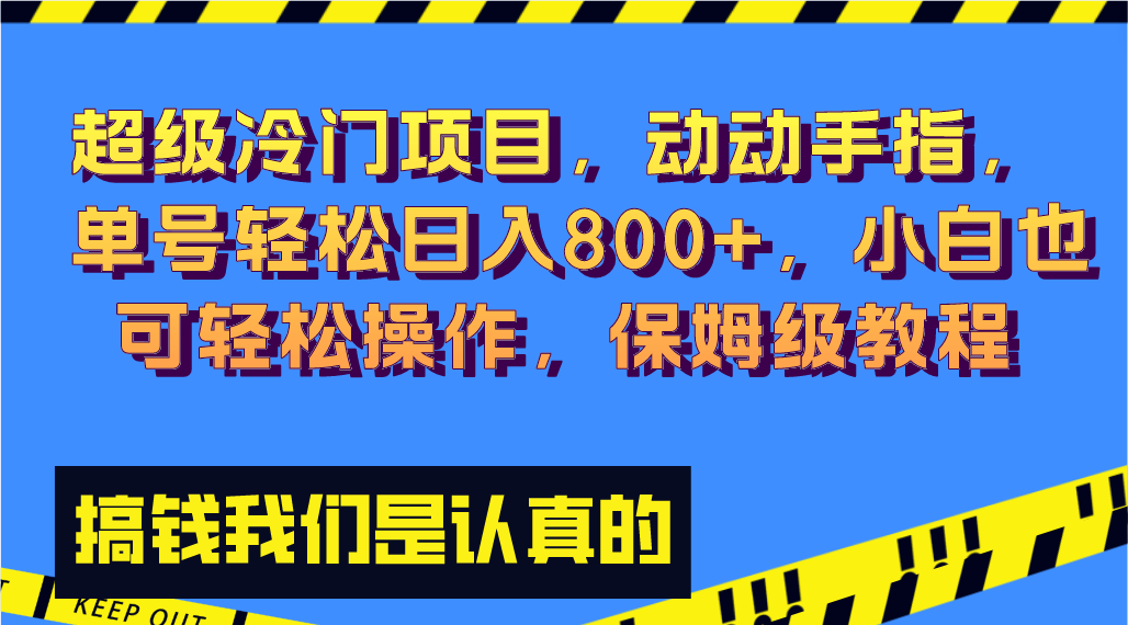 （8205期）超级冷门项目,动动手指，单号轻松日入800+，小白也可轻松操作，保姆级教程(轻松赚钱的冷门项目，新手小白也能操作)