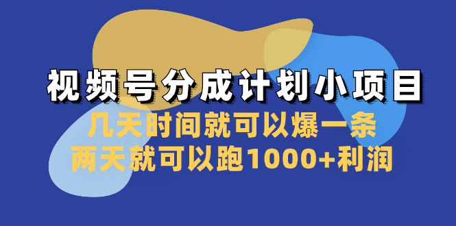 （8232期）视频号分成计划小项目：几天时间就可以爆一条，两天就可以跑1000+利润(视频号分成计划小项目实操课程分享及未来展望)