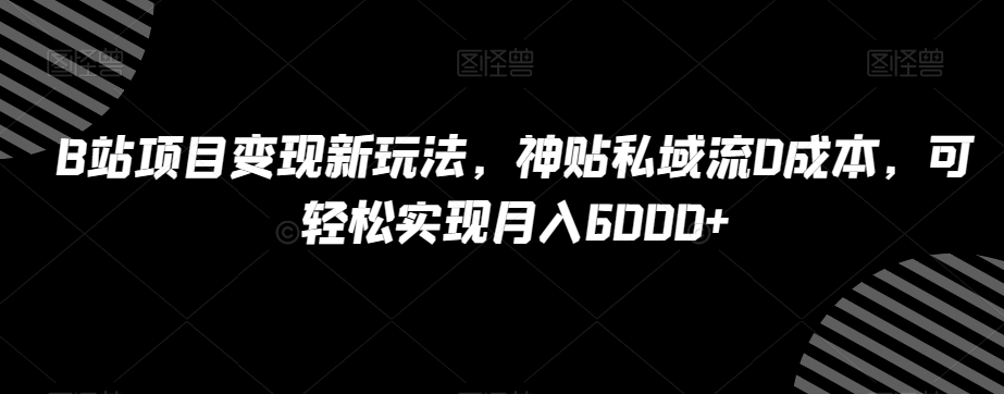 mp5355期-B站项目变现新玩法，神贴私域流0成本，可轻松实现月入6000+【揭秘】(揭秘B站项目变现新策略利用天涯神贴吸引精准粉丝付费)