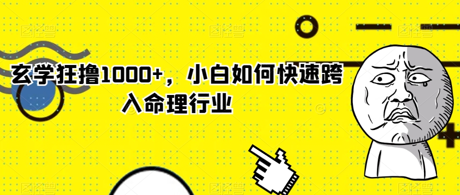 mp5480期-玄学狂撸1000+，小白如何快速跨入命理行业【揭秘】(玄学入门指南小白如何快速成为命理行业专家)